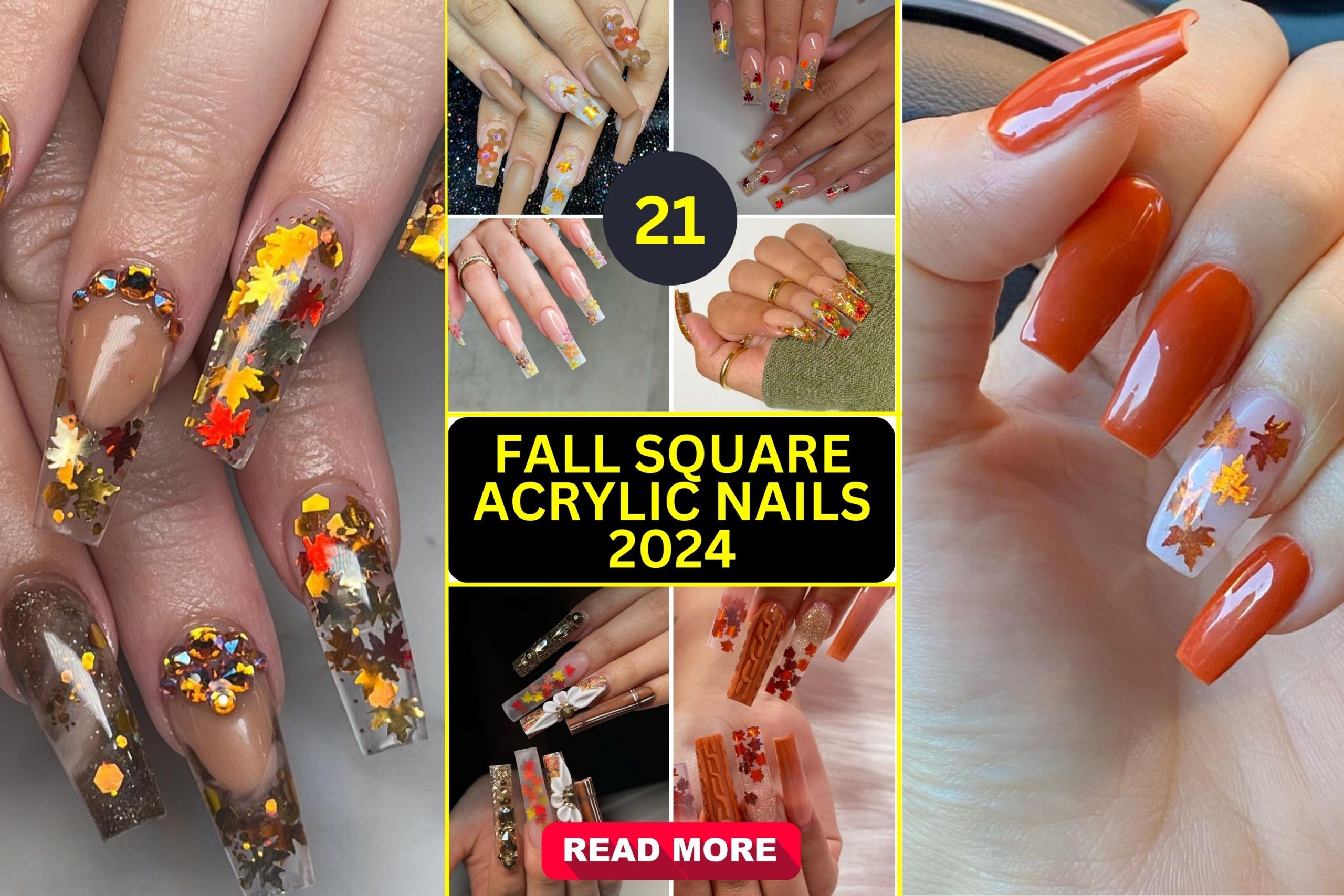 21 Stunning Fall Square Acrylic Nail Designs for 2024 You Need to Try