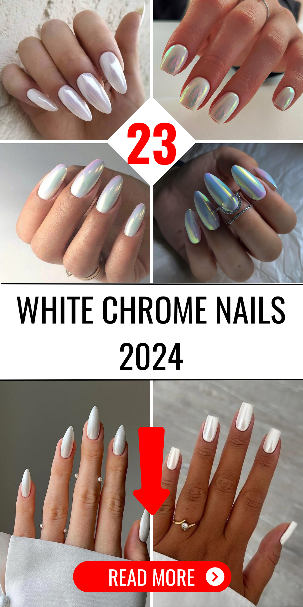23 White Chrome Nails 2024 Dazzling Trends for Stylish Manicures