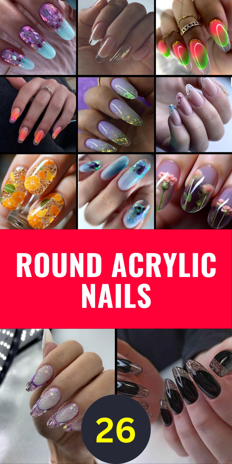 26 Round Acrylic Nails Embrace 2024's Top Nail Art Trends!(02)