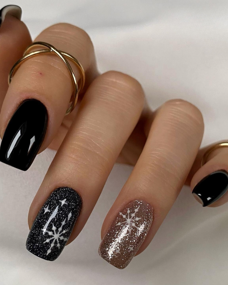 34 Black Winter Nails Trendy Ideas for Chic Winter Nail Designs with