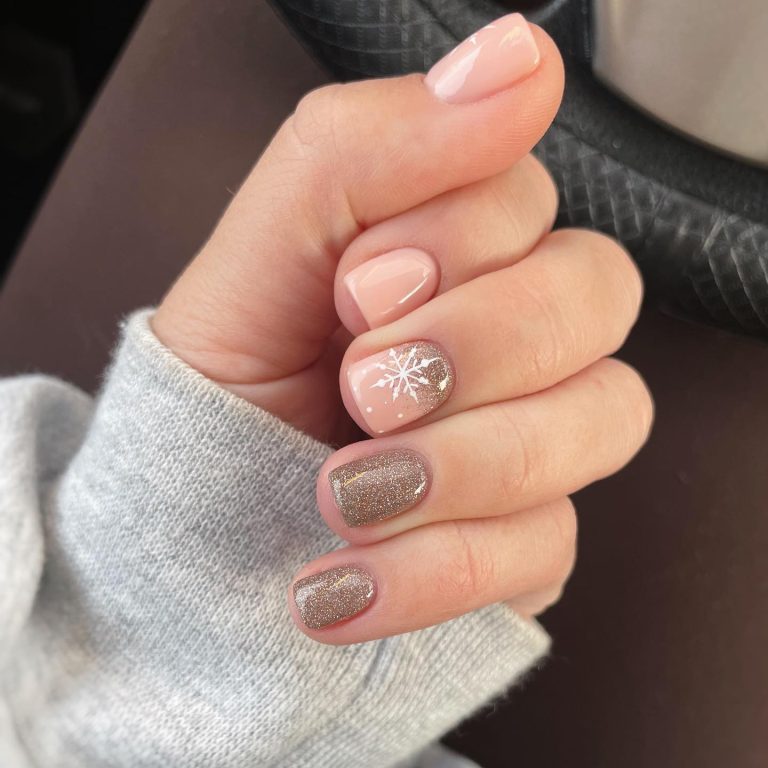 Soft pink blush winter nails
