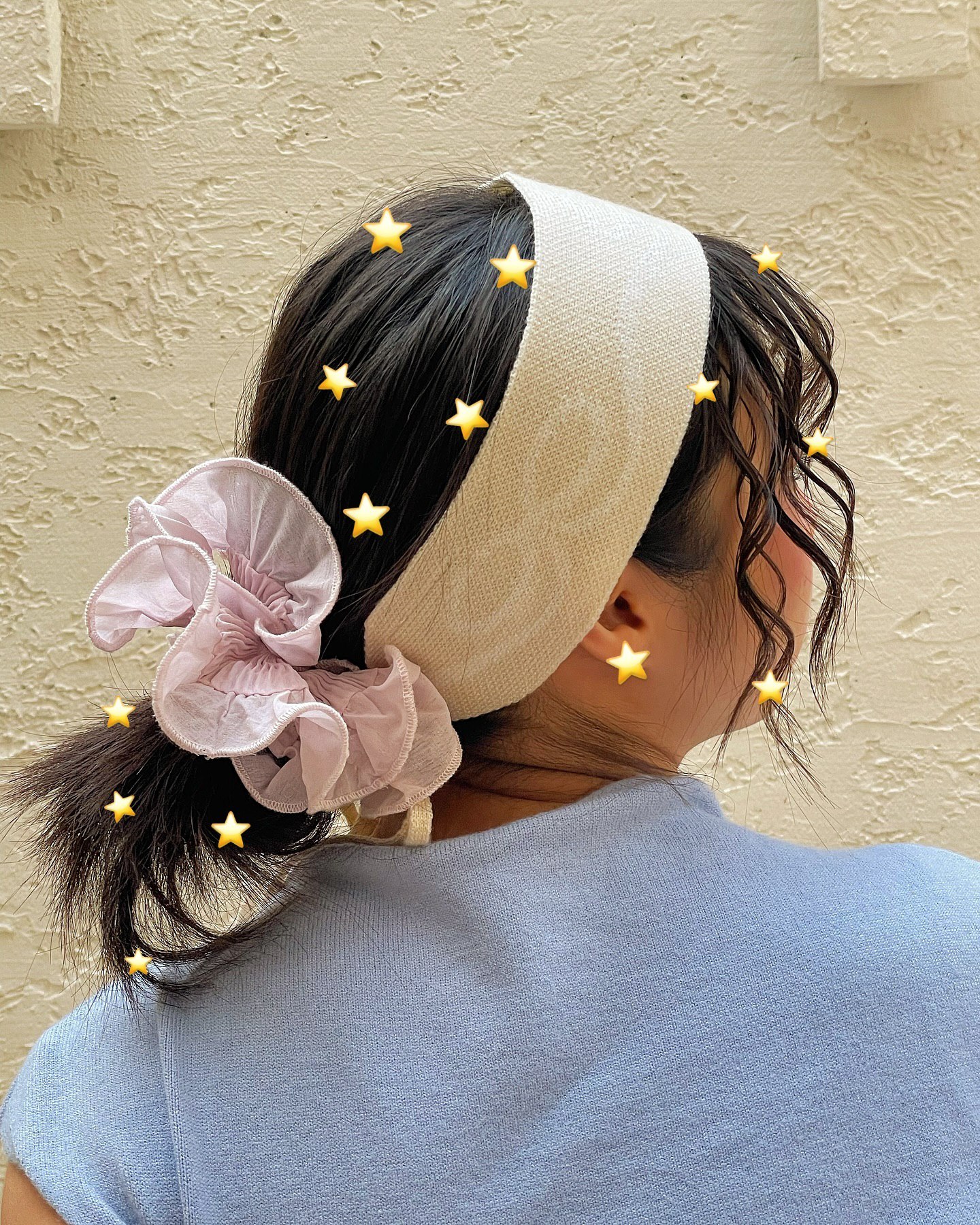 Peach Color Printed Headband and Scrunchy