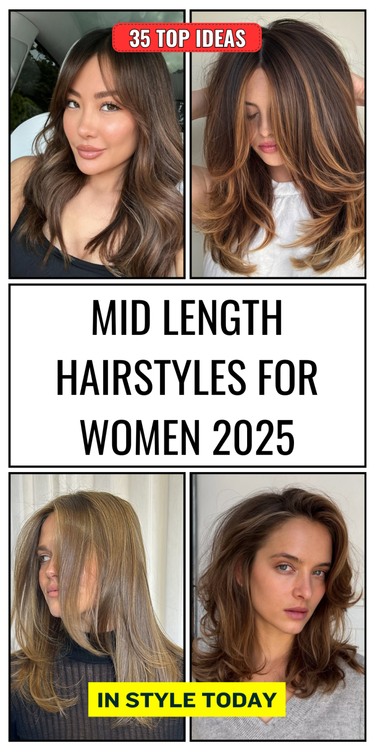 35 Mid-Length Hairstyles for Women 2025 – Trendy Layered Cuts, Curtain ...