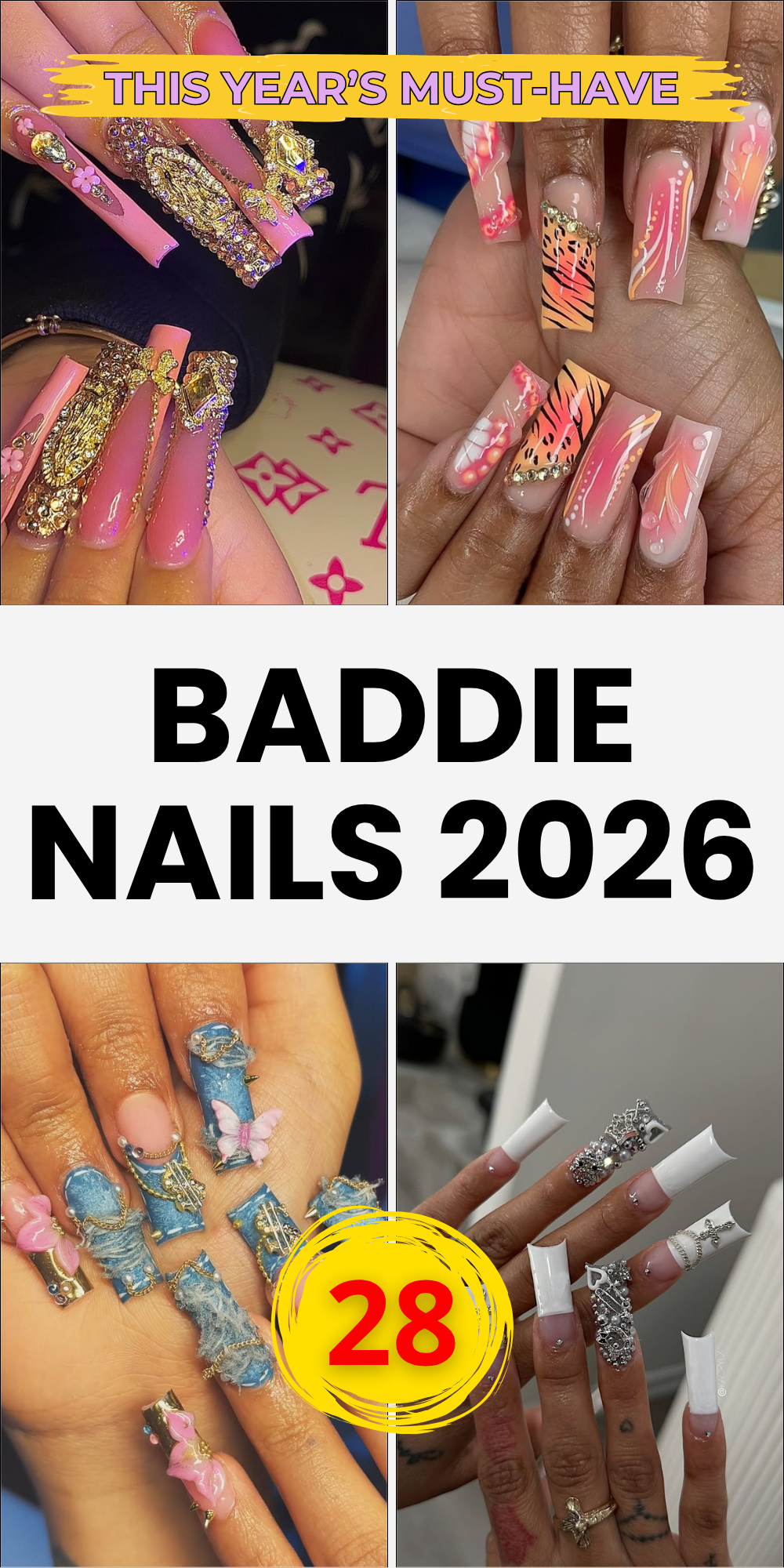 28 Baddie Nails Ideas 2026 Trendy Acrylic And 3D Designs For Bold 1 11 
