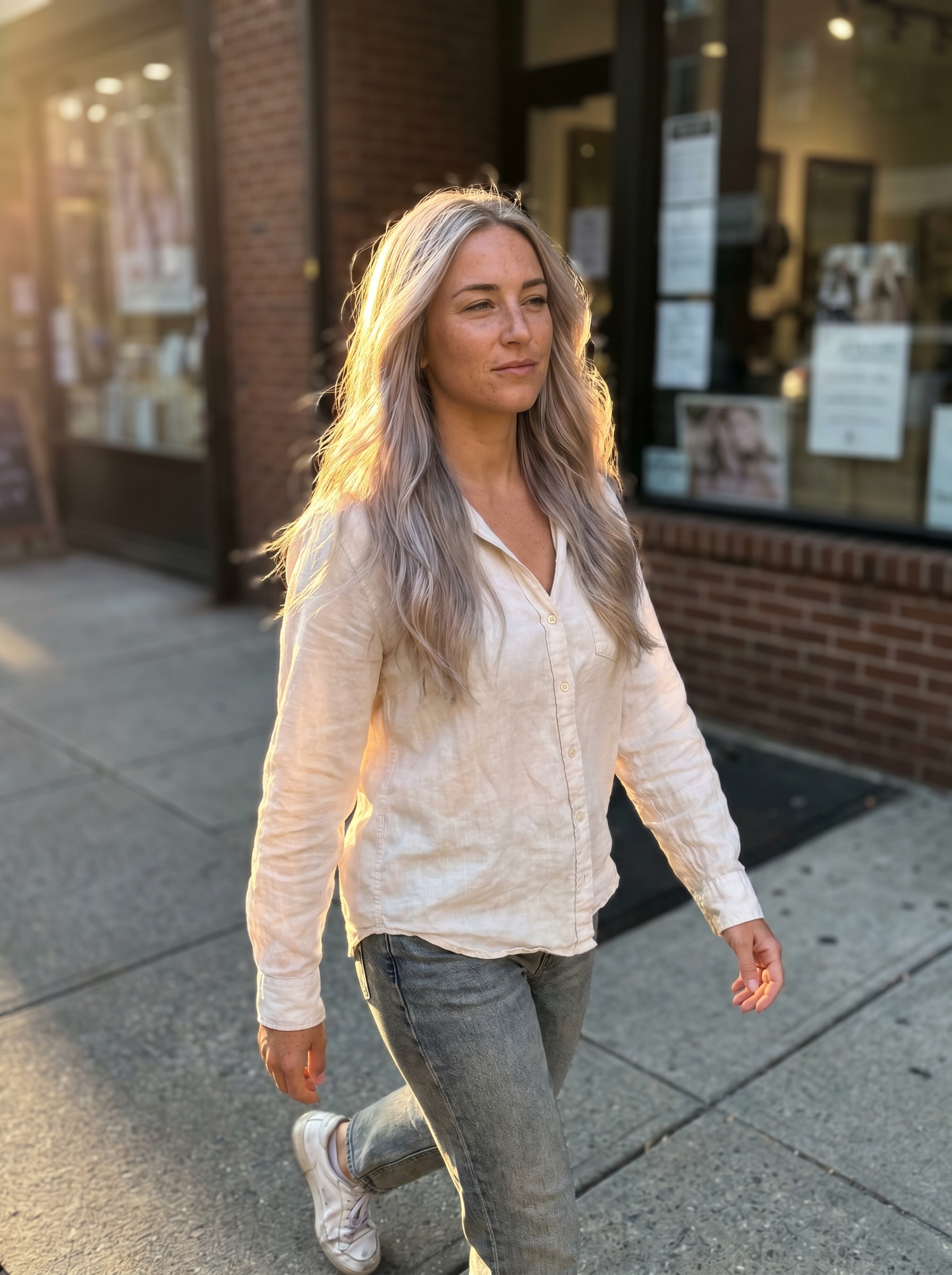 An elegant hair shot featuring antique pearl micro-highlights, radiating sophistication as blonde hair inspo summer 2026. This "Ice Queen Summer" look incorporates iridescent white and cool platinum tones, suitable for any occasion.