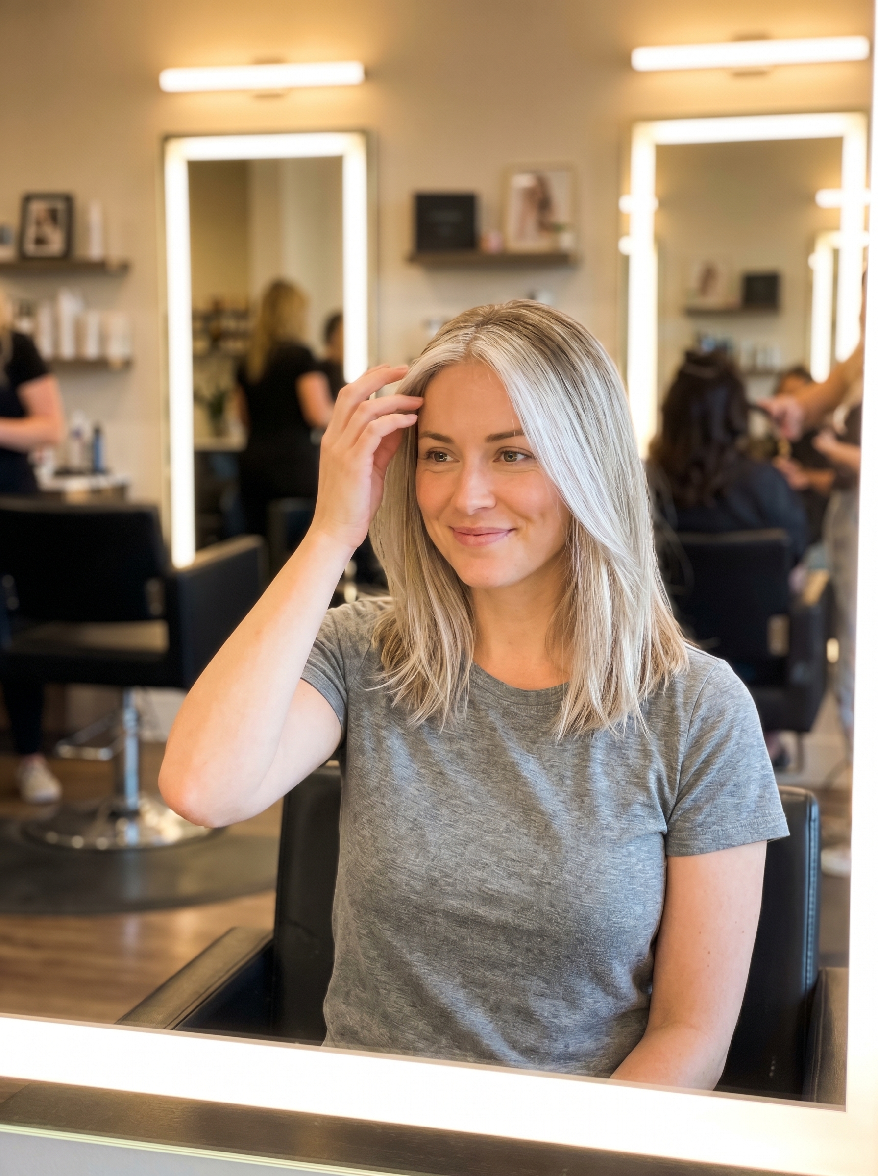 A bold and edgy platinum face frame, featuring cool blonde and neutral blonde tones, offering bright blonde hair inspo summer 2026. This look is perfect for making a statement any day or for special events.