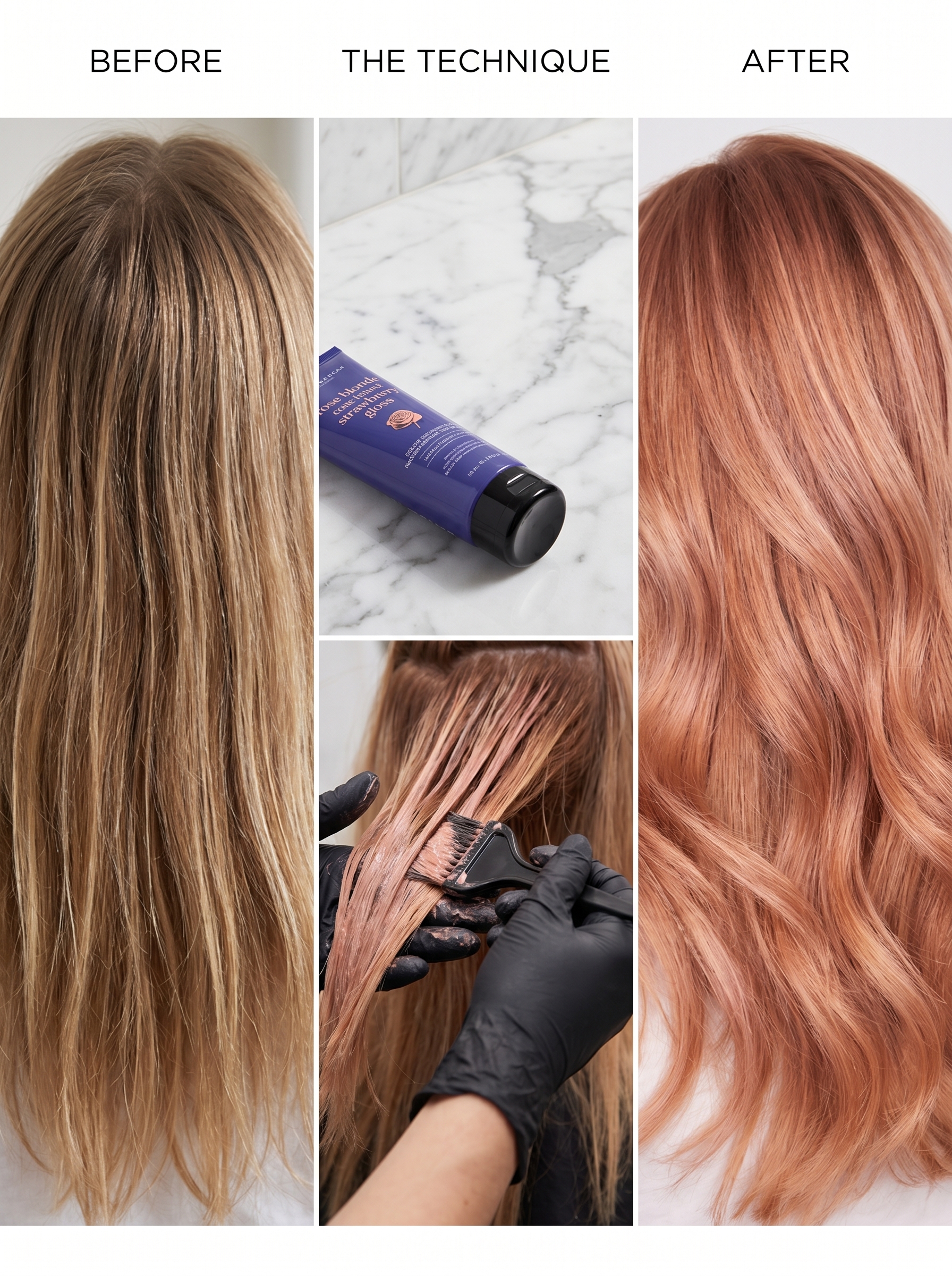 Close-up of hair styled with playful strawberry blonde kissed tones, offering unique blonde hair inspo summer 2026. This romantic look includes rose gold and warm blonde hues, suitable for everyday and special occasion settings.