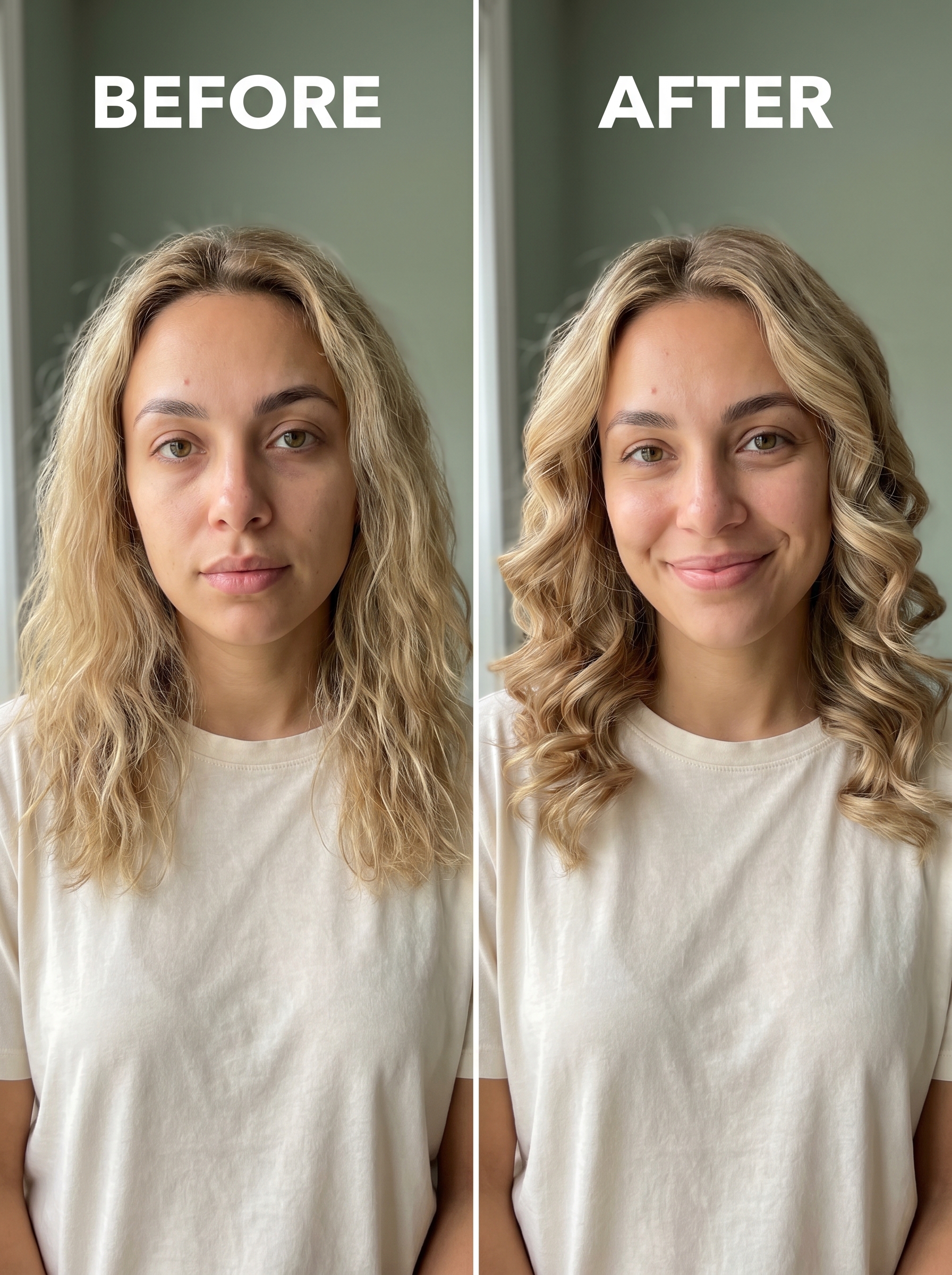 Soft linen blonde heatless ribbon curls with a silk headband, a natural and elegant cool summer hair idea 2026. This everyday look utilizes curl enhancing spray and UV protection mist for effortless, beautiful waves.