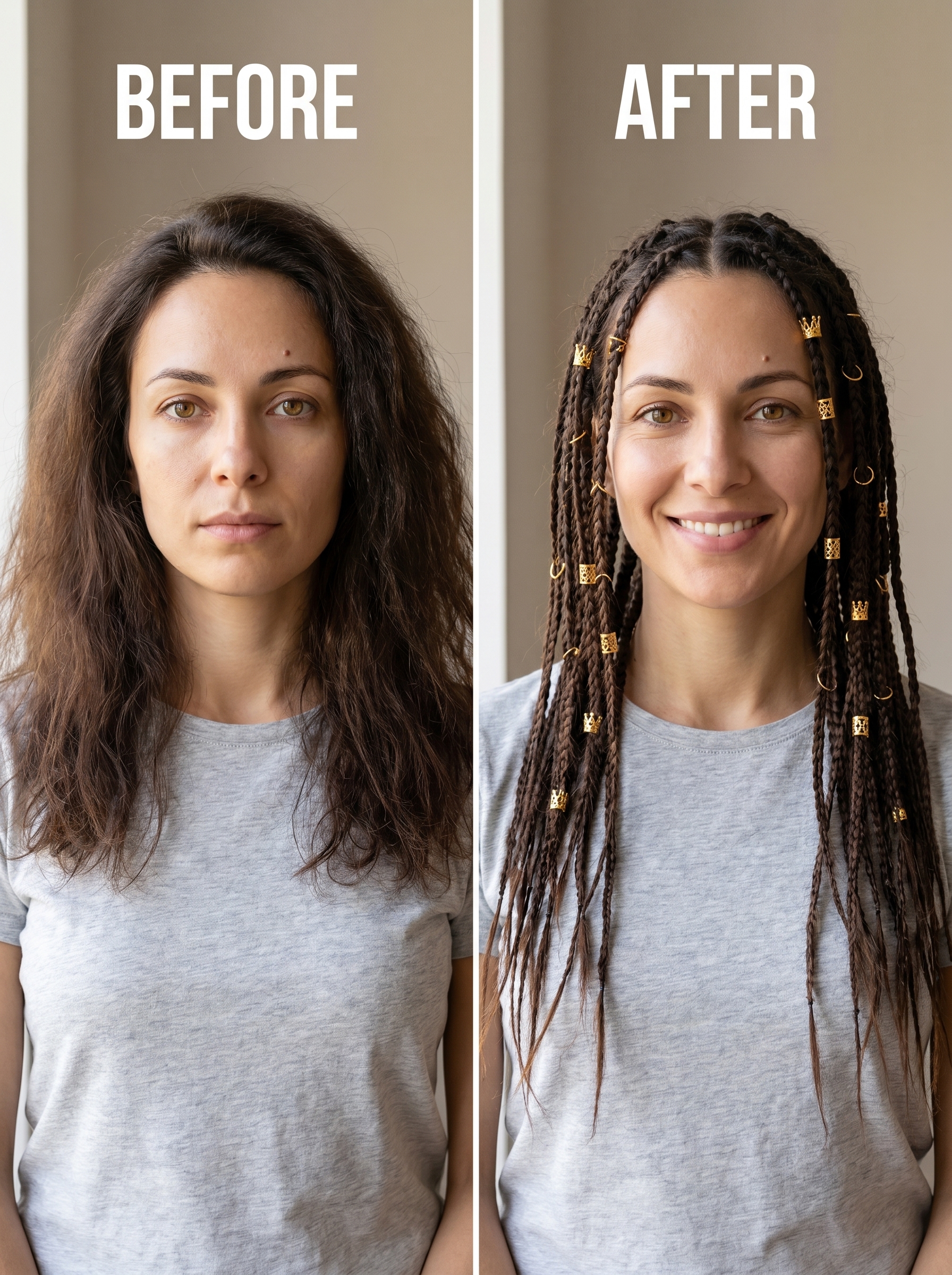 Playful bohemian Micro-Braid Accents with colorful threads and metal charms, perfect for cool summer hair ideas 2026. Great for festivals or beach days.