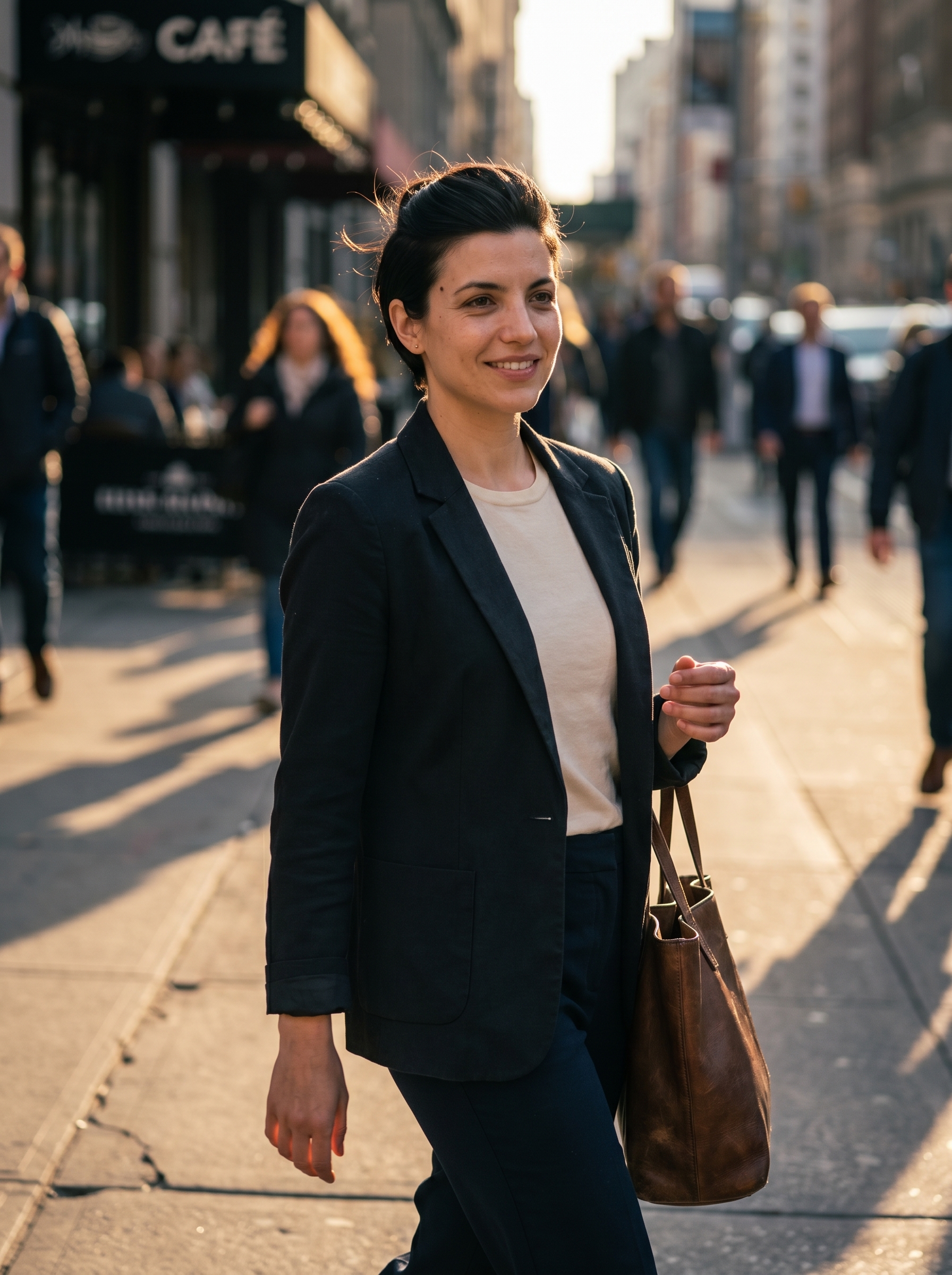 Sleek Scandi-Slick Updo with Midnight Espresso hair color, displaying polished cool summer hair ideas 2026. Perfect for work or formal events.