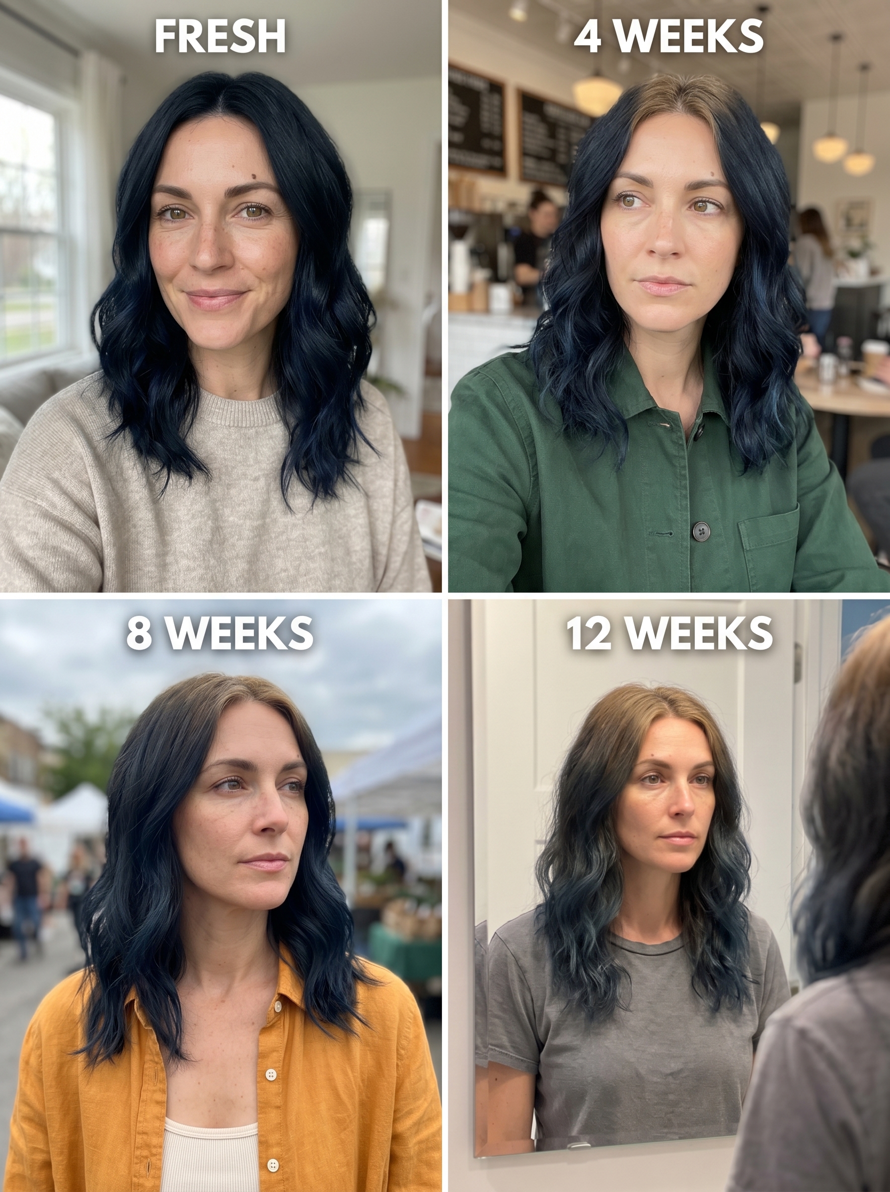 Dramatic Blueberry Noir Gloss hair, showcasing deep midnight blue, ink black, and violet tones, an edgy option for dark summer hair ideas 2026 perfect for special occasions or evening looks.