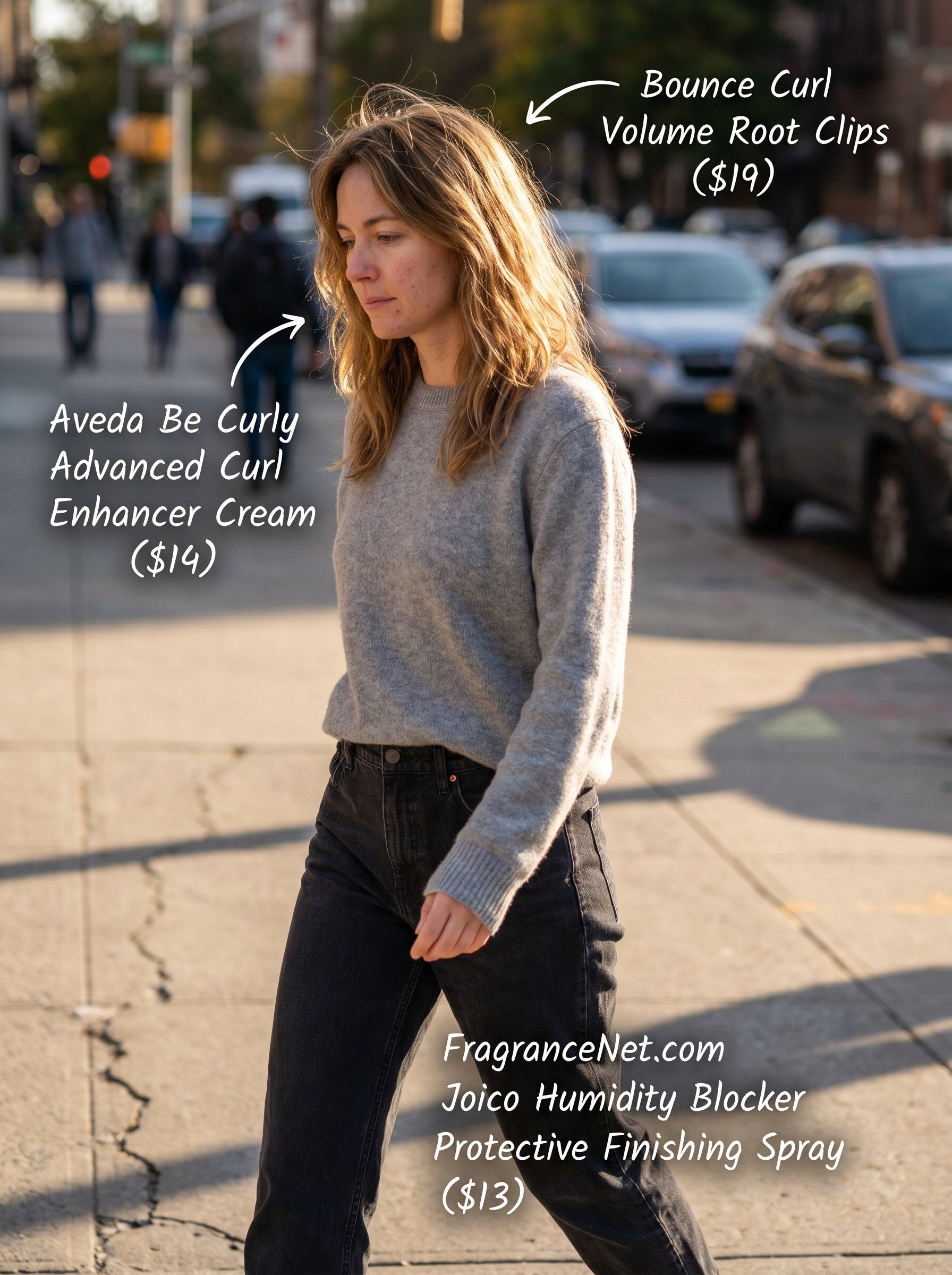 An effortless air-dried shag with 'pinch' method lift, a natural bohemian style for easy summer hairstyles 2026. This look is perfect for everyday casual outings, achieved using hair clips, anti-humidity spray, and a lightweight curl enhancing cream for texture and volume.