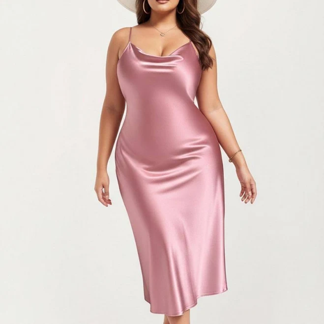 dress Anna-Kaci Lounge Women's Satin Slip Midi Dress with Draped Neckline Kohl's $45