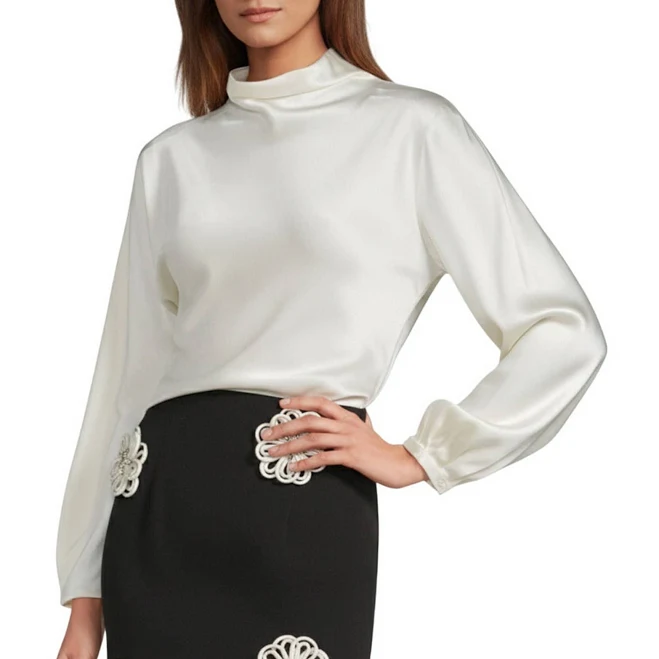 top Antonio Melani Jessa Long Sleeve Mock Neckline Silk Blouse Dillard's $199