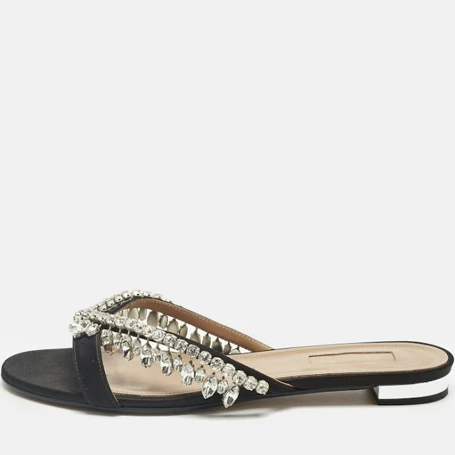 shoes Aquazzura Crystal Embellished Flat Slides The Luxury Closet US $202