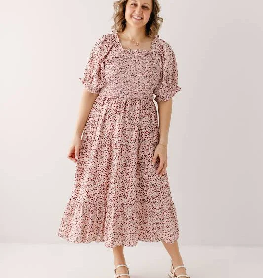 dress Arabelle Smocked Ditsy Floral Midi Dress The Main Street Exchange $70.99