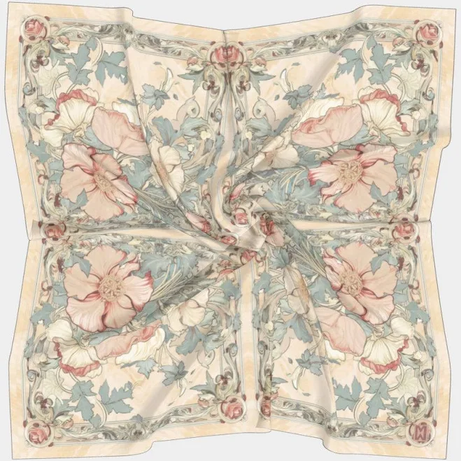 tool Art Nouveau Flower Silk Scarf Etsy - MWartworkNet $39