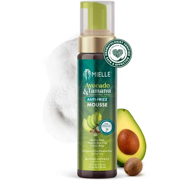styling_cream Avocado & Tamanu Anti-Frizz Mousse Mielle Organics $12.99