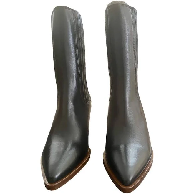 shoes Ba&sh Black Leather Pointed Toe Cuban Heel Ankle Boots 36 EU Vestiaire Collective $175