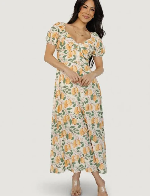 dress Baltic Born Amalfi Lemon-Print V-Neck Midi Dress Baltic Born $86