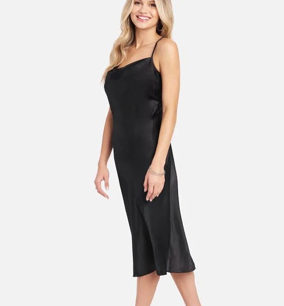 dress Bebe Women's Dresses Bebe Cowl Neck Midi Satin Slip Dress bebe $24.99