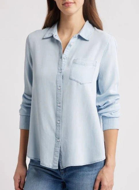 top Caslon Chambray Button-Up Shirt Nordstrom $79.5