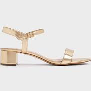 shoes Charles & Keith Alec Metallic Block-Heel Ankle-Strap Sandals charleskeith.com $73