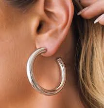 accessory Chunky Silver Hoops | Large JacqMaria Jewelry $48
