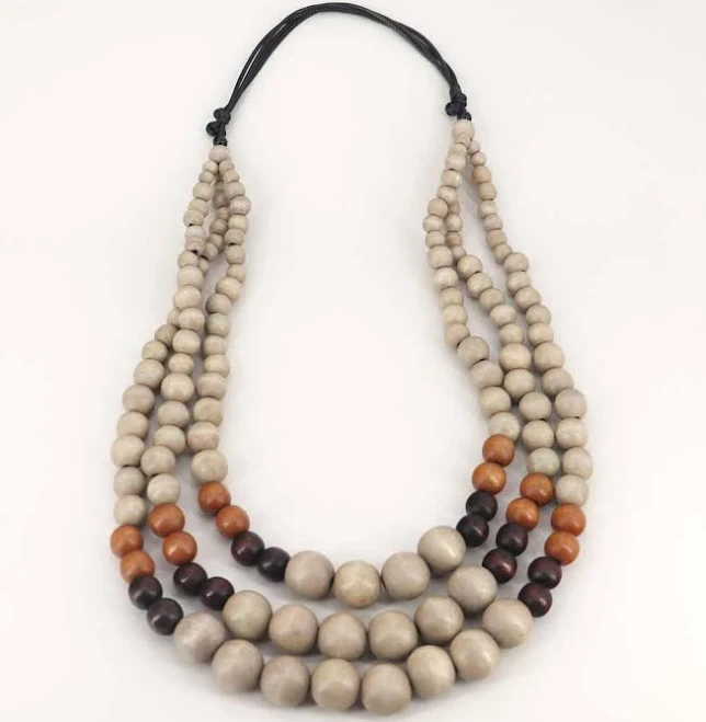 accessory Contemporary Handmade Wood Bead Necklace Cultural Elements $42