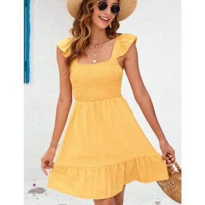 dress Coolmee Women's Boho Casual Smocked Square Neck Mini Dress Target $33.99