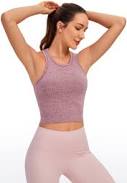top CRZ YOGA Women's Seamless Ribbed Cropped Tank Top crz yoga $28
