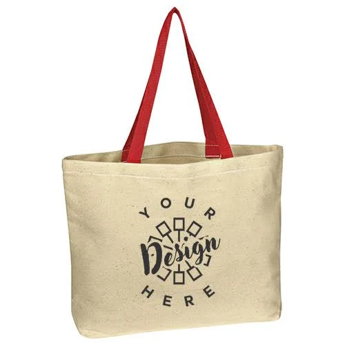 bag Custom Hit Promo Natural Cotton Canvas Tote Bag in Natural/Red | by Underground Printing Underground Printing $10.24