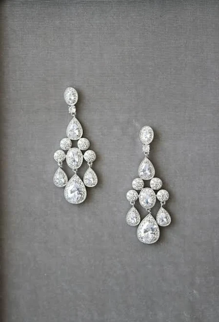 accessory Eden Luxe Bridal Isabella CZ Chandelier Earrings edenluxebridal.com $248