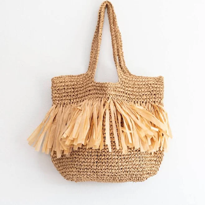 bag Elena Straw Tassel Tote Bag Elena Handbags $45