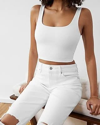 top Express Women's High Compression Ribbed Square Neck Crop Top Express $12.97