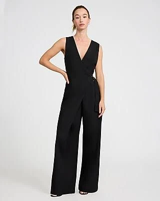 jumpsuit Express Women's V-Neck Sleeveless Surplice Belted Wide Leg Jumpsuit Express $88