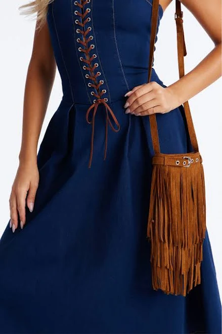 bag Fashion Nova Women's Feeling Good Fringe Faux Suede Crossbody Handbag Fashion Nova $19.99
