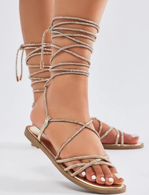 shoes Fashion Nova Women's Sweetest Days Wrap Up Flat Sandals Fashion Nova $25.99