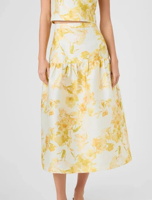 skirt French Connection Sophie Floral Structured Taffeta Midi Skirt Nordstrom $158