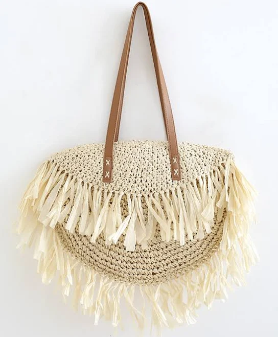 bag Fringed Woven Straw Shoulder Bag Chicwish $36.9
