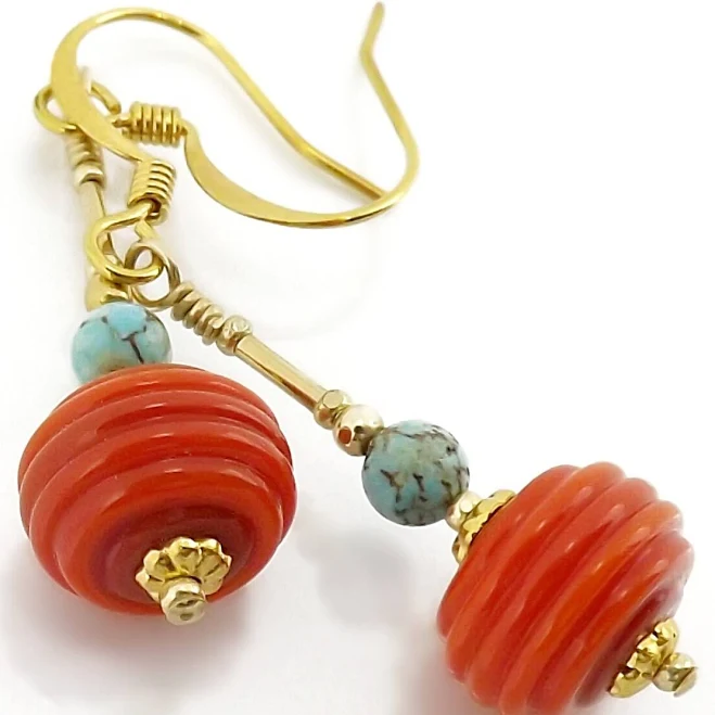 accessory Glass and Turquoise Stone Drop Earrings Etsy - BeadDweeb $19.5