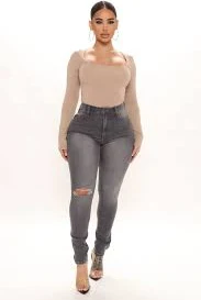 jeans Going Out High Rise Stretch Skinny Jeans - Grey Fashion Nova $18