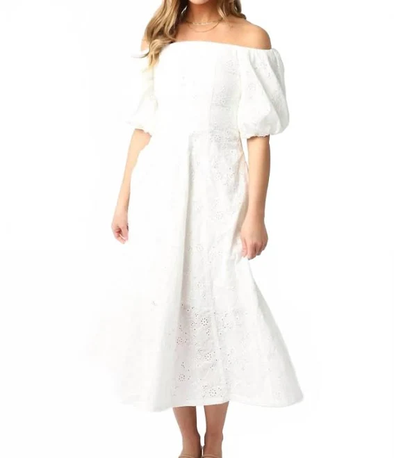dress Gracie Eyelet Puff Sleeve Midi Dress ShopSimon $55.3