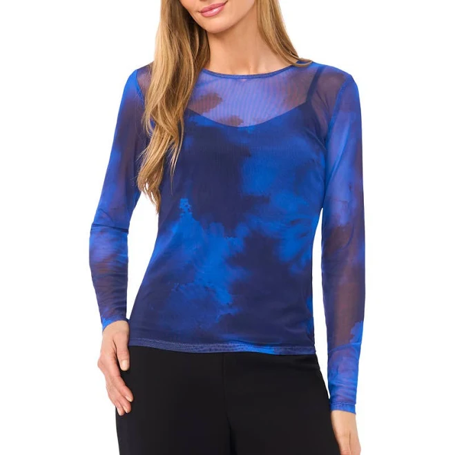 top Halogen Women's Dye Long Sleeve Mesh Shirt Nordstrom $32.45