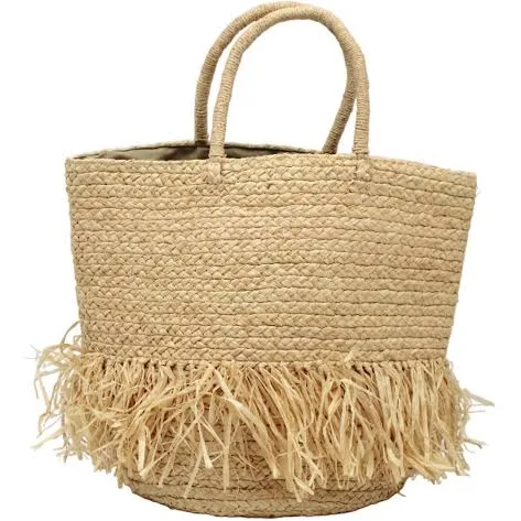 bag Hanalei Braided Straw Basket Handbag with Fringe Shebobo $110