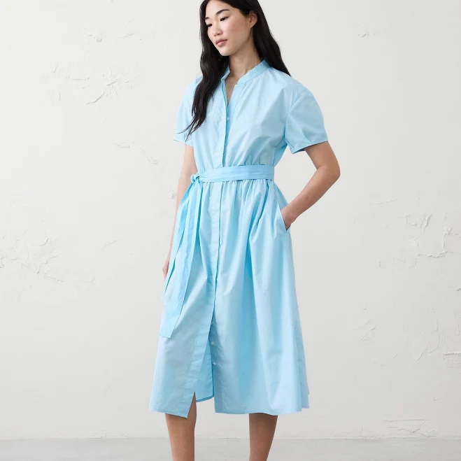 dress Infinite Pool Women's Poplin Midi Shirtdress Banana Republic Factory $84