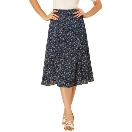 skirt Inspire Chic Women's Peasant Elastic Waist A-Line Ditsy Floral Midi Walmart - Tasharina Corp $26.08