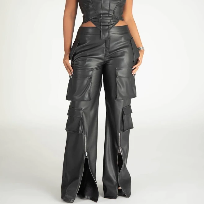 pants Juliana Faux Leather Cargo Pants EllaeLisque $126.75
