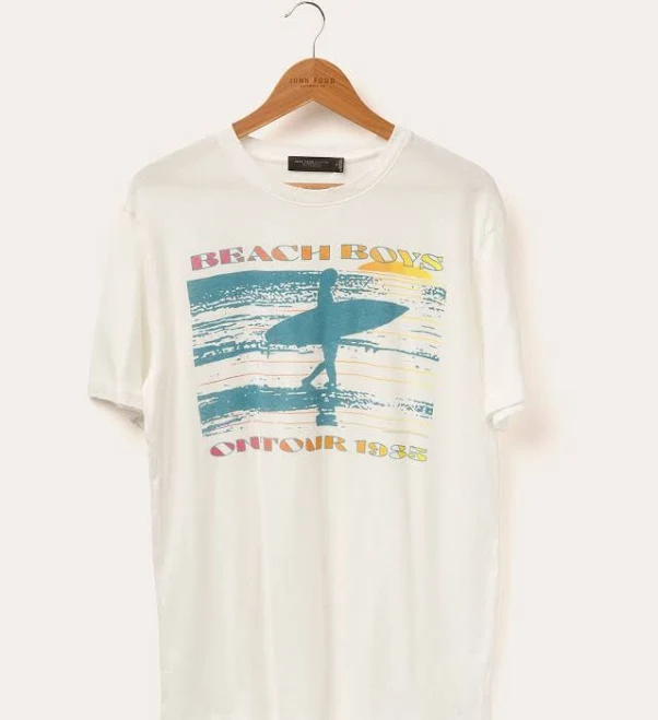 top Junk Food Beach Boys On Tour 1985 Vintage T-Shirt Junk Food $58