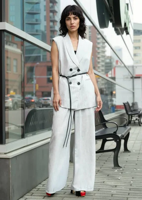 matching set Kate Hewko Belted Blazer Vest Pant Suit Kate Hewko $110